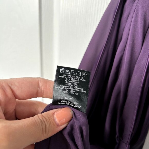 One33 Social Purple Satin Cutout Sleeveless Front Slit Gown Women's Size 0 - Picture 13 of 15